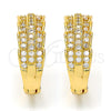 Oro Laminado Huggie Hoop, Gold Filled Style with White Micro Pave, Polished, Golden Finish, 02.217.0034.20