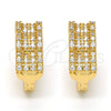 Oro Laminado Huggie Hoop, Gold Filled Style with White Micro Pave, Polished, Golden Finish, 02.217.0035.15