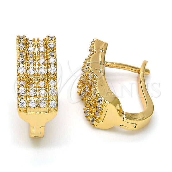 Gold Filled Hoop Earrings — Huggie Hoop with White Micro Pave Polished 02. — main product view — SKU 108334 | Oro Laminado aretes de aro — Huggie Hoop with blanco Micro Pave pulido 02. — SKU 108334
