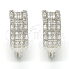 Rhodium Gold Filled Huggie Hoop, with White Micro Pave, Polished, Rhodium Finish, 02.217.0035.1.15