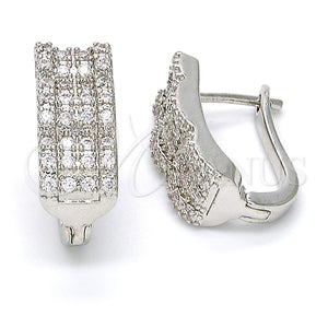 White Gold Filled Hoop Earrings — Huggie Hoop with White Micro Pave Polished 02. — main product view — SKU 108335 | Oro Laminado Blanco aretes de aro — Huggie Hoop with blanco Micro Pave pulido 02. — SKU 108335