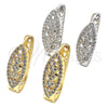 Oro Laminado Huggie Hoop, Gold Filled Style Heart Design, with White Micro Pave, Polished, Golden Finish, 02.217.0037.15
