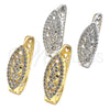 Oro Laminado Huggie Hoop, Gold Filled Style Heart Design, with White Micro Pave, Polished, Golden Finish, 02.217.0037.15