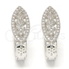 Rhodium Gold Filled Huggie Hoop, Heart Design, with White Micro Pave, Polished, Rhodium Finish, 02.217.0037.1.15