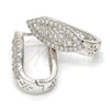 Rhodium Gold Filled Huggie Hoop, Heart Design, with White Micro Pave, Polished, Rhodium Finish, 02.217.0037.1.15