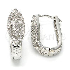 White Gold Filled Hoop Earrings — Huggie Hoop Heart Design with White Micro Pave — main product view — SKU 108340 | Oro Laminado Blanco aretes de aro — Huggie Hoop corazón diseño with blanco Micro Pave — SKU 108340