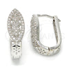 Rhodium Gold Filled Huggie Hoop, Heart Design, with White Micro Pave, Polished, Rhodium Finish, 02.217.0037.1.15