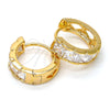 Oro Laminado Huggie Hoop, Gold Filled Style with White Cubic Zirconia, Polished, Golden Finish, 02.237.0016.15