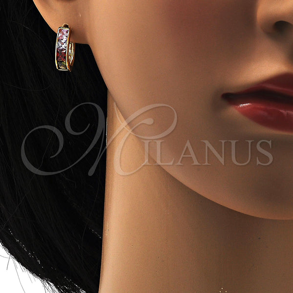 Gold Filled Hoop Earrings — Huggie Hoop with Multicolor Cubic Zirconia Polished 02. — alternate product view — SKU 108352 | Oro Laminado aretes de aro — Huggie Hoop with Multicolor Cubic Zirconia pulido 02. — SKU 108352