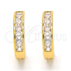 Oro Laminado Huggie Hoop, Gold Filled Style with White Cubic Zirconia, Polished, Golden Finish, 02.237.0004.1.20