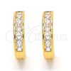 Oro Laminado Huggie Hoop, Gold Filled Style with White Cubic Zirconia, Polished, Golden Finish, 02.237.0004.1.20