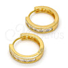 Oro Laminado Huggie Hoop, Gold Filled Style with White Cubic Zirconia, Polished, Golden Finish, 02.237.0004.1.20