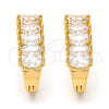 Oro Laminado Huggie Hoop, Gold Filled Style with White Cubic Zirconia, Polished, Golden Finish, 02.237.0023.15