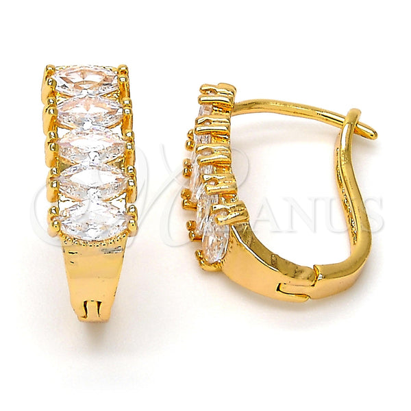 Gold Filled Hoop Earrings — Huggie Hoop with White Cubic Zirconia Polished 02. — main product view — SKU 108360 | Oro Laminado aretes de aro — Huggie Hoop with blanco Cubic Zirconia pulido 02. — SKU 108360