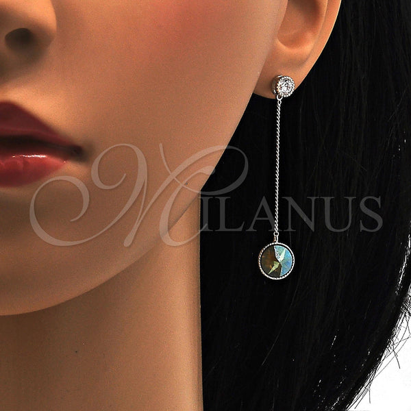 White Gold Filled Ring — Long Earring with Black Diamond Swarovski Crystals and — alternate product view — SKU 108396 | Oro Laminado Blanco anillo — Long Earring with negro Diamond Swarovski Crystals and — SKU 108396