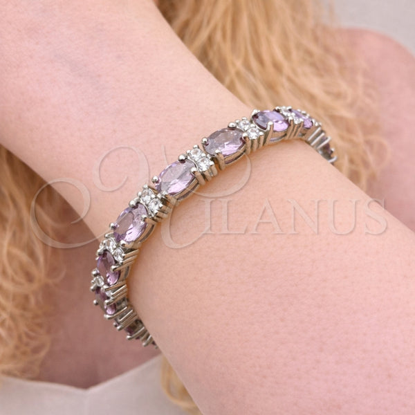 White Gold Filled Bracelet — Tennis Bracelet with Amethyst and White Cubic Zirconia — alternate product view — SKU 108415 | Oro Laminado Blanco brazalete — Tennis Bracelet with Amethyst and blanco Cubic Zirconia — SKU 108415