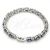 Rhodium Gold Filled Tennis Bracelet, with Amethyst and White Cubic Zirconia, Polished, Rhodium Finish, 03.206.0004.7.07 (06 MM Thickness, 7 Inches Length)