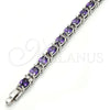 Rhodium Gold Filled Tennis Bracelet, with Amethyst and White Cubic Zirconia, Polished, Rhodium Finish, 03.206.0004.7.07 (06 MM Thickness, 7 Inches Length)