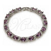 White Gold Filled Tennis Bracelet, with Amethyst and White Cubic Zirconia, Polished, Rhodium Finish, 03.206.0004.7.07 (06 MM Thickness, 7 Inches Length)