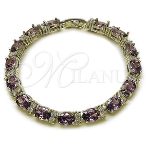 White Gold Filled Bracelet — Tennis Bracelet with Amethyst and White Cubic Zirconia — main product view — SKU 108415 | Oro Laminado Blanco brazalete — Tennis Bracelet with Amethyst and blanco Cubic Zirconia — SKU 108415