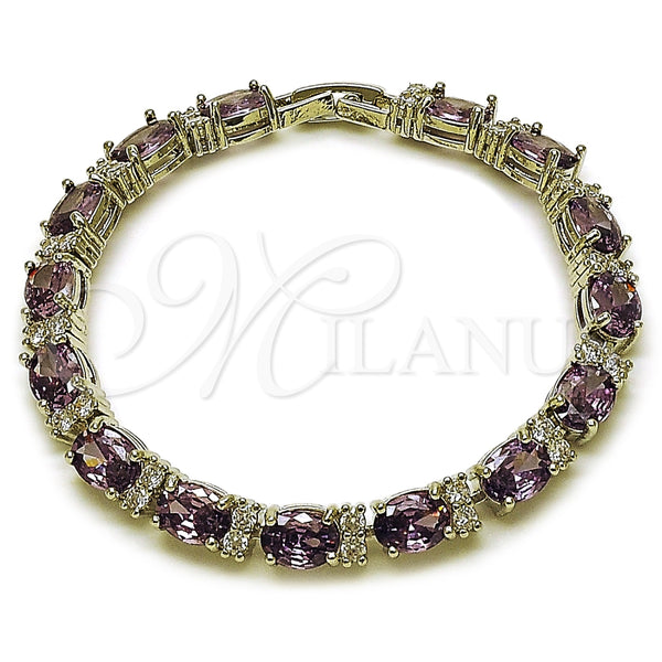 White Gold Filled Bracelet — Tennis Bracelet with Amethyst and White Cubic Zirconia — main product view — SKU 108415 | Oro Laminado Blanco brazalete — Tennis Bracelet with Amethyst and blanco Cubic Zirconia — SKU 108415