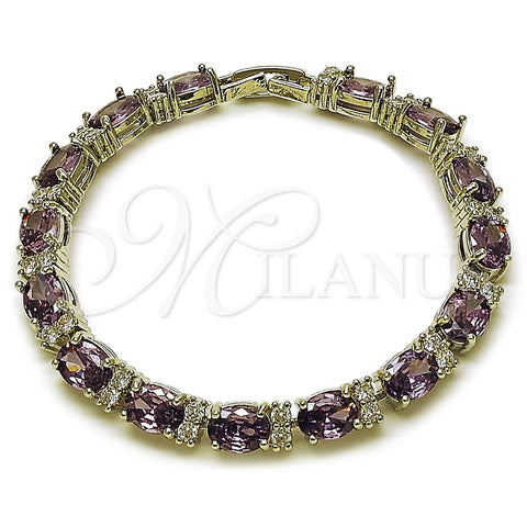 Rhodium Gold Filled Tennis Bracelet, with Amethyst and White Cubic Zirconia, Polished, Rhodium Finish, 03.206.0004.7.07 (06 MM Thickness, 7 Inches Length)