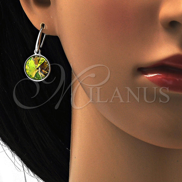 White Gold Filled Ring — Dangle Earring with Luminous Green Swarovski Crystals Polished — alternate product view — SKU 108418 | Oro Laminado Blanco anillo — Dangle Earring with Luminous Green Swarovski Crystals pulido — SKU 108418