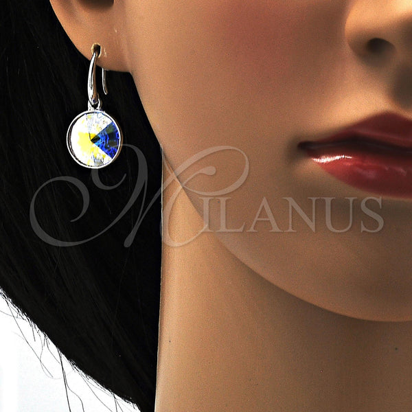 White Gold Filled Ring — Dangle Earring with Aurore Boreale Swarovski Crystals Polished — alternate product view — SKU 108419 | Oro Laminado Blanco anillo — Dangle Earring with Aurore Boreale Swarovski Crystals pulido — SKU 108419