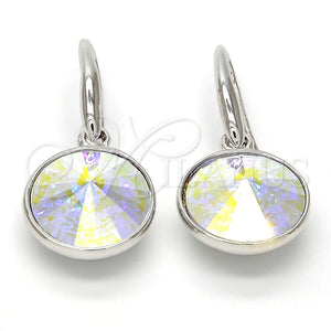 White Gold Filled Ring — Dangle Earring with Aurore Boreale Swarovski Crystals Polished — main product view — SKU 108419 | Oro Laminado Blanco anillo — Dangle Earring with Aurore Boreale Swarovski Crystals pulido — SKU 108419