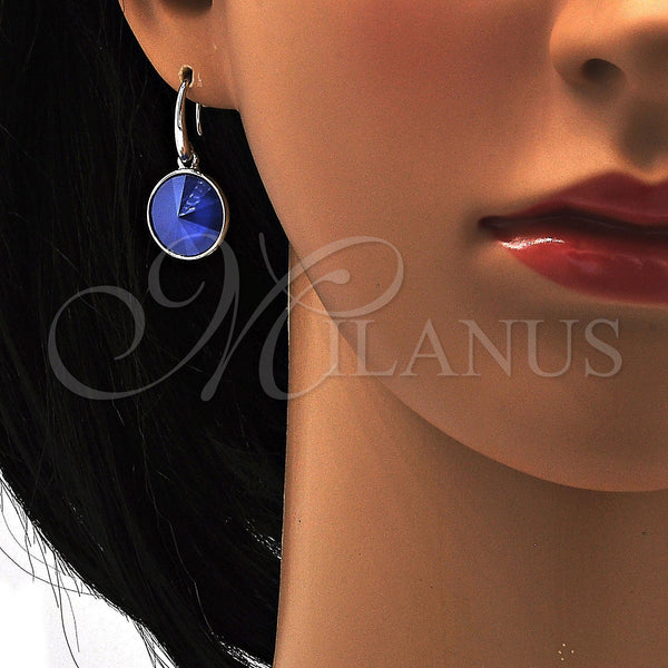 White Gold Filled Ring — Dangle Earring with Blue Zircon Swarovski Crystals Polished — alternate product view — SKU 108420 | Oro Laminado Blanco anillo — Dangle Earring with Blue Zircon Swarovski Crystals pulido — SKU 108420