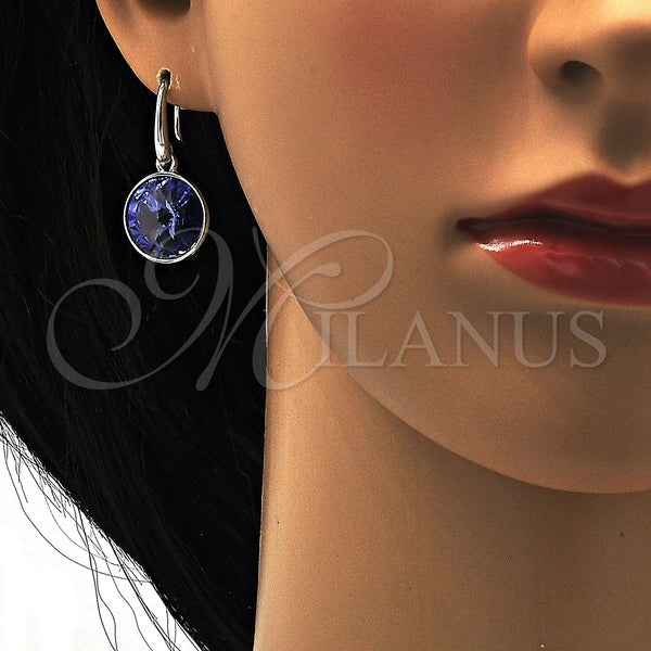 White Gold Filled Ring — Dangle Earring with Tanzanite Swarovski Crystals Polished 02. — alternate product view — SKU 108422 | Oro Laminado Blanco anillo — Dangle Earring with Tanzanite Swarovski Crystals pulido 02. — SKU 108422