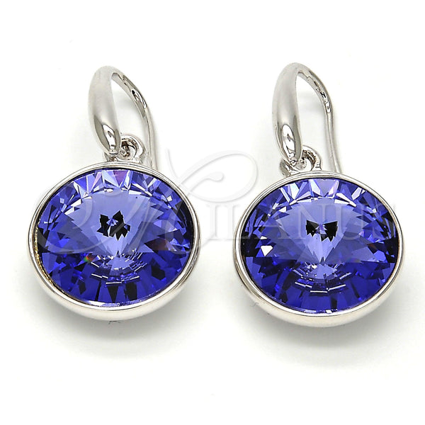 White Gold Filled Ring — Dangle Earring with Tanzanite Swarovski Crystals Polished 02. — main product view — SKU 108422 | Oro Laminado Blanco anillo — Dangle Earring with Tanzanite Swarovski Crystals pulido 02. — SKU 108422