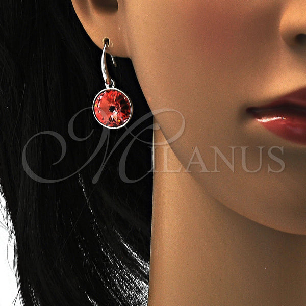 White Gold Filled Ring — Dangle Earring with Rose Peach Swarovski Crystals Polished — alternate product view — SKU 108423 | Oro Laminado Blanco anillo — Dangle Earring with Rose Peach Swarovski Crystals pulido — SKU 108423