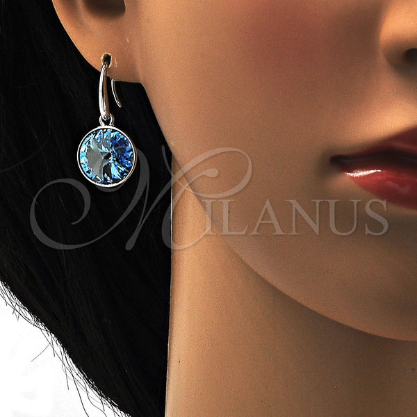 White Gold Filled Ring — Dangle Earring with Aquamarine Swarovski Crystals Polished 02. — alternate product view — SKU 108424 | Oro Laminado Blanco anillo — Dangle Earring with Aquamarine Swarovski Crystals pulido 02. — SKU 108424