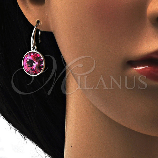 White Gold Filled Ring — Dangle Earring with Rose Swarovski Crystals Polished 02. — alternate product view — SKU 108425 | Oro Laminado Blanco anillo — Dangle Earring with Rose Swarovski Crystals pulido 02. — SKU 108425