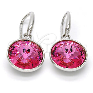 White Gold Filled Ring — Dangle Earring with Rose Swarovski Crystals Polished 02. — main product view — SKU 108425 | Oro Laminado Blanco anillo — Dangle Earring with Rose Swarovski Crystals pulido 02. — SKU 108425