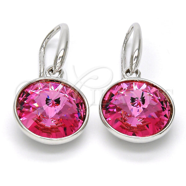 White Gold Filled Ring — Dangle Earring with Rose Swarovski Crystals Polished 02. — main product view — SKU 108425 | Oro Laminado Blanco anillo — Dangle Earring with Rose Swarovski Crystals pulido 02. — SKU 108425