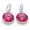 Rhodium Gold Filled Dangle Earring, with Rose Swarovski Crystals, Polished, Rhodium Finish, 02.239.0001.10