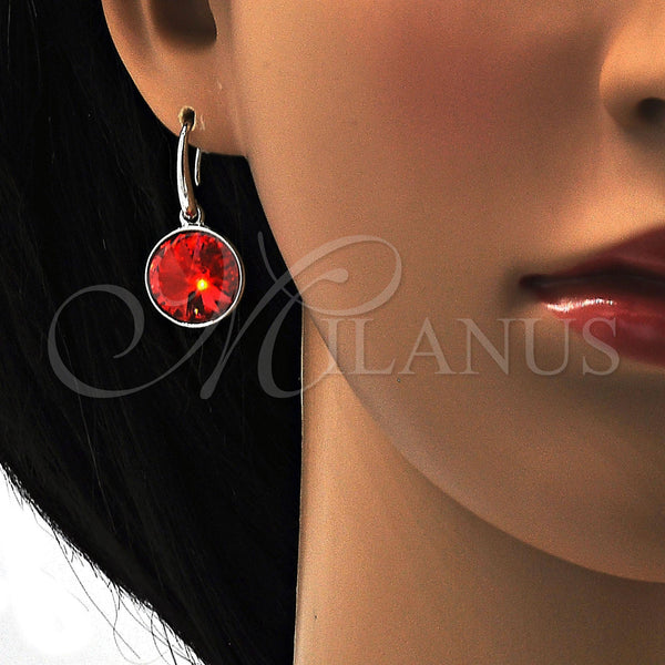 White Gold Filled Ring — Dangle Earring with Padparadscha Swarovski Crystals Polished 02. — alternate product view — SKU 108426 | Oro Laminado Blanco anillo — Dangle Earring with Padparadscha Swarovski Crystals pulido 02. — SKU 108426