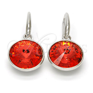 White Gold Filled Ring — Dangle Earring with Padparadscha Swarovski Crystals Polished 02. — main product view — SKU 108426 | Oro Laminado Blanco anillo — Dangle Earring with Padparadscha Swarovski Crystals pulido 02. — SKU 108426