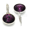 Rhodium Gold Filled Dangle Earring, with Amethyst Swarovski Crystals, Polished, Rhodium Finish, 02.239.0001.12