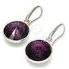 Rhodium Gold Filled Dangle Earring, with Amethyst Swarovski Crystals, Polished, Rhodium Finish, 02.239.0001.12