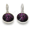 Rhodium Gold Filled Dangle Earring, with Amethyst Swarovski Crystals, Polished, Rhodium Finish, 02.239.0001.12