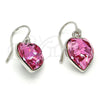 Rhodium Gold Filled Dangle Earring, Heart Design, with Rose Swarovski Crystals, Polished, Rhodium Finish, 02.239.0003.2
