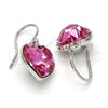 Rhodium Gold Filled Dangle Earring, Heart Design, with Rose Swarovski Crystals, Polished, Rhodium Finish, 02.239.0003.2