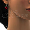 Rhodium Gold Filled Dangle Earring, Heart Design, with Light Siam Swarovski Crystals, Polished, Rhodium Finish, 02.239.0003.3