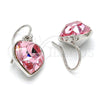 Rhodium Gold Filled Dangle Earring, Heart Design, with Rose Peach Swarovski Crystals, Polished, Rhodium Finish, 02.239.0003.4