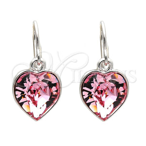 White Gold Filled Ring — Dangle Earring Heart Design with Rose Peach Swarovski — main product view — SKU 108432 | Oro Laminado Blanco anillo — Dangle Earring corazón diseño with Rose Peach Swarovski — SKU 108432