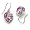 Rhodium Gold Filled Dangle Earring, Heart Design, with Light Rose Swarovski Crystals, Polished, Rhodium Finish, 02.239.0003.5