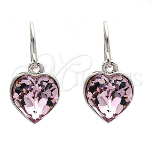 White Gold Filled Ring — Dangle Earring Heart Design with Light Rose Swarovski — main product view — SKU 108433 | Oro Laminado Blanco anillo — Dangle Earring corazón diseño with Light Rose Swarovski — SKU 108433